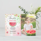Watermeloen bedankkaart Een in een meloen Zomer (Staand voorkant)