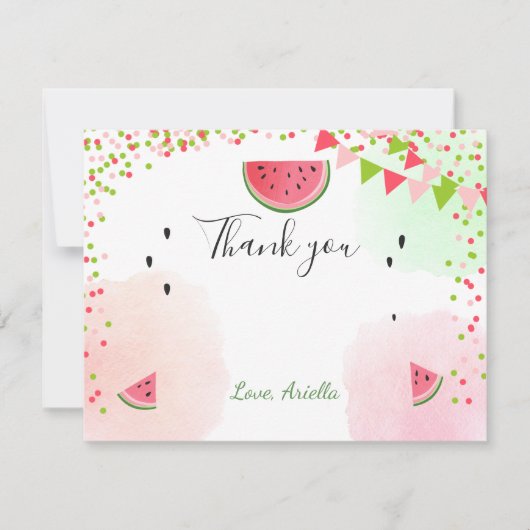 Watermeloen bedankkaart Een in een meloen Zomer (Voorkant)