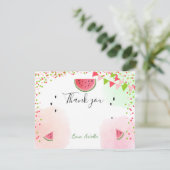 Watermeloen bedankkaart Een in een meloen Zomer (Staand voorkant)