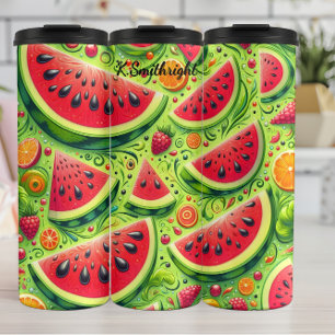 Watermeloen Berry Citrus zomerpatroon Thermosbeker