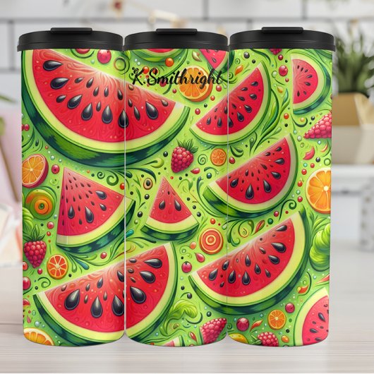 Watermeloen Berry Citrus zomerpatroon Thermosbeker