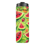Watermeloen Berry Citrus zomerpatroon Thermosbeker (Voorkant)