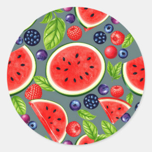 Watermeloen Bes Zomer Patroon Ronde Sticker