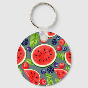 Watermeloen Bes Zomer Patroon Sleutelhanger