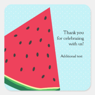 Watermeloen Blauwe Leuke Zomerfeest Favor Vierkante Sticker
