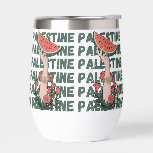 Watermeloen, bloemen en Palestijnse tekst Herhaal