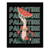 Watermeloen, bloemen en Palestijnse tekst Herhaal