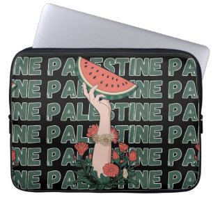 Watermeloen, bloemen en Palestijnse tekst Herhaal Laptop Sleeve