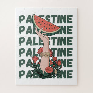 Watermeloen, bloemen en Palestijnse tekst Herhaal Legpuzzel