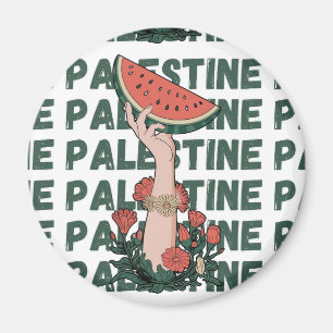 Watermeloen, bloemen en Palestijnse tekst Herhaal Magneet