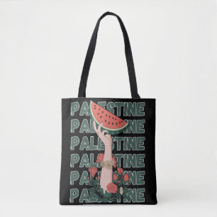 Watermeloen, bloemen en Palestijnse tekst Herhaal Tote Bag