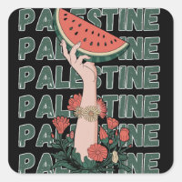 Watermeloen, bloemen en Palestijnse tekst Herhaal
