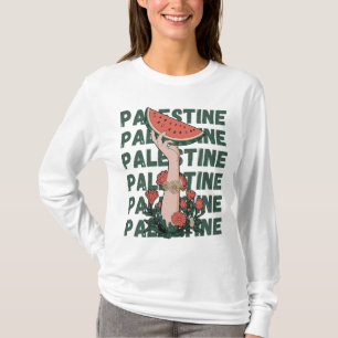 Watermeloen, bloemen en vrij Palestina Herhaal T-shirt