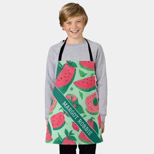 Watermeloen Bloemen Kleurrijk Gepersonaliseerd Pat Schort (Gedragen)