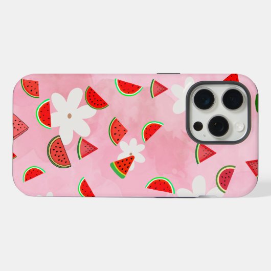 Watermeloen Bloom – Fun Summer Floral Pattern iPhone Hoesje (Achterkant horizontaal)