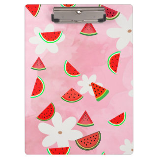 Watermeloen Bloom – Fun Summer Floral Pattern Klembord