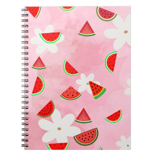 Watermeloen Bloom – Fun Summer Floral Pattern Notitieboek (Voorkant)