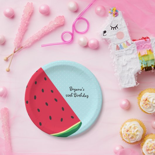 Watermeloen Blue Fun Summertime Birthday Party Papieren Bordje (Feest)
