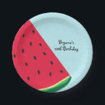 Watermeloen Blue Fun Summertime Birthday Party Papieren Bordje<br><div class="desc">Watermelonblauw Vun Summertime Birthday Party Borden. Pas aan met om het even welke tekst. Overeenkomende objecten zijn beschikbaar.</div>