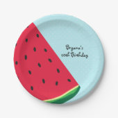 Watermeloen Blue Fun Summertime Birthday Party Papieren Bordje (Voorkant)