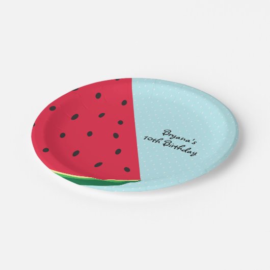 Watermeloen Blue Fun Summertime Birthday Party Papieren Bordje (Gekanteld)