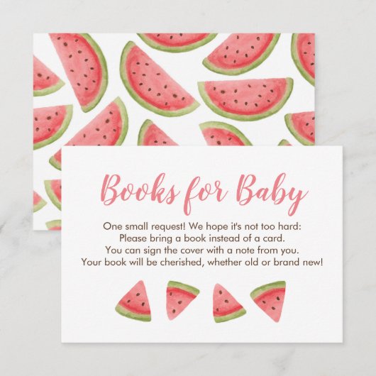 Watermeloen Boeken voor Baby Insteekkaart voor Fee Bedankkaart (Voorkant / Achterkant)