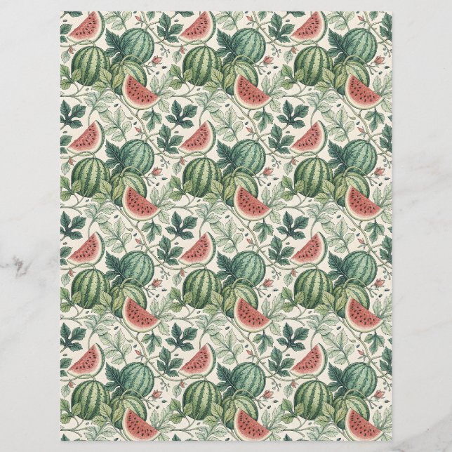 Watermeloen  bontanisch plakboek papier beige (Voorkant)