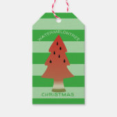 Watermeloen Boom Kerstmis in juli Groene Streep Cadeaulabel (Voorkant)