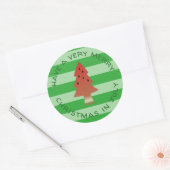 Watermeloen Boom Kerstmis in juli Groene Streep Ronde Sticker (Envelop)