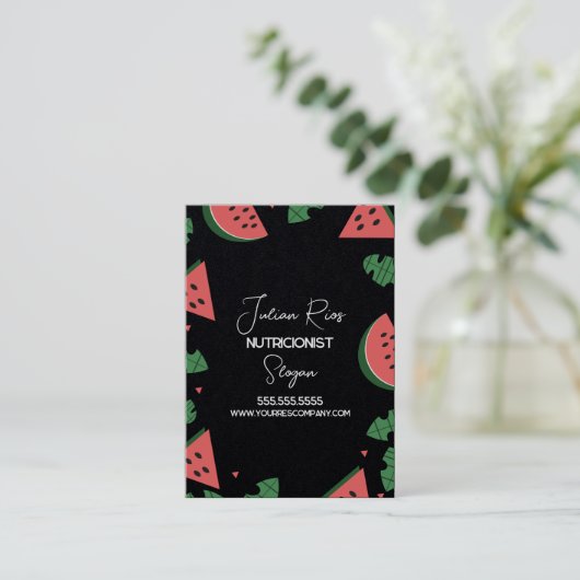 Watermeloen Border Nutritionist Fruit Visitekaartje (Staand voorkant)