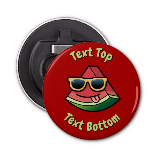 Watermeloen Cartoon Button Flesopener (Voorkant)