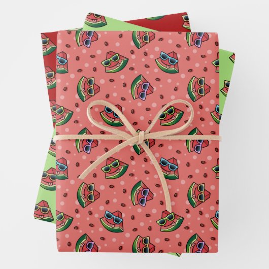 Watermeloen Cartoon Patroon Papierbladen overvulle Inpakpapier Vel (In situ)