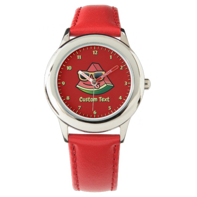 Watermeloen Cartoon Polt Watch Horloge (Voorkant)