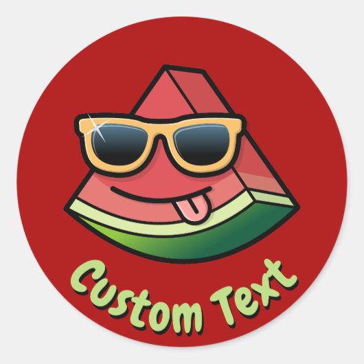 Watermeloen Cartoon Ronde Sticker (Voorkant)