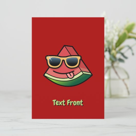 Watermeloen Cartoon Uitnodiging (Staand voorkant)