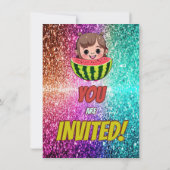 Watermeloen cartoon verjaardagsuitnodiging voor ki kaart (Achterkant)