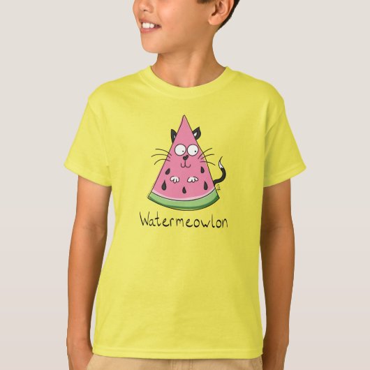 Watermeloen Cat Funny Boy's T-shirt (Voorkant)