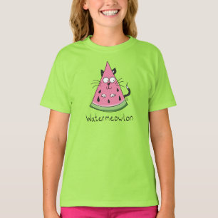Watermeloen Cat Funny Girl's T-shirt