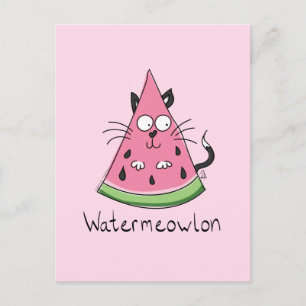 Watermeloen Cat Funny Summer Briefkaart