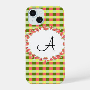 Watermeloen Check 'Monogram' iPhone hoes 15 Hoesje