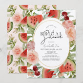 Watermeloen & Cherry Bloemen Vrijgezellenfeest Kaart (Voorkant / Achterkant)