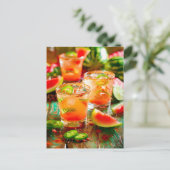 Watermeloen Chili Cocktail – Spicy Summer Feestdagenkaart (Staand voorkant)