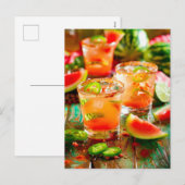 Watermeloen Chili Cocktail – Spicy Summer Feestdagenkaart (Voorkant / Achterkant)