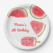 Watermeloen coole kinderen verjaardag papieren bordje (Voorkant)