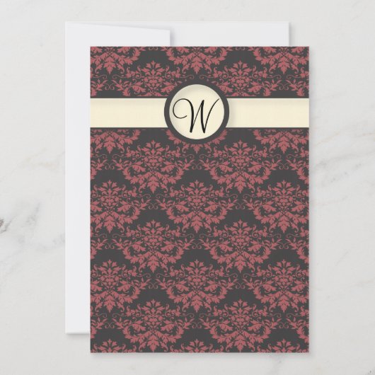 Watermeloen & Crème Damast Bruiloft Kaart (Achterkant)