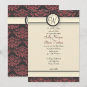 Watermeloen & Crème Damast Bruiloft Kaart (Voorkant / Achterkant)