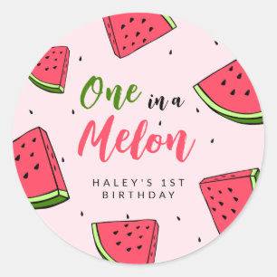 Watermeloen Cute One in a Melon 1e verjaardag van  Ronde Sticker