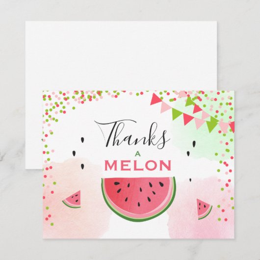 Watermeloen Dank u kaart Bedankt een meloen verjaa (Voorkant / Achterkant)