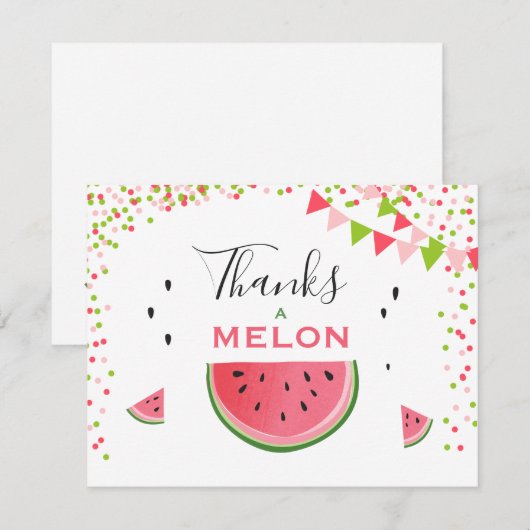 Watermeloen Dank u kaart Bedankt een meloen verjaa (Voorkant / Achterkant)