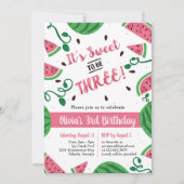 Watermeloen Derde Verjaardag Party Uitnodiging (Voorkant)